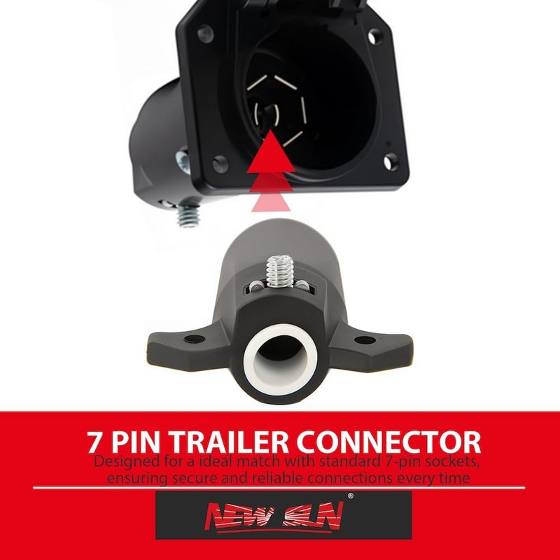 NEW SUNÂ® Superior 7 Pin Trailer Plug, RV-Style 7 Way Flat Blade Connector Made by Cooper & Silver Color Plated, Heavy-Duty, Weatherproof & Anti-Rust Reliable 7 Prong Trailer Wiring Tow Plug - Image 4